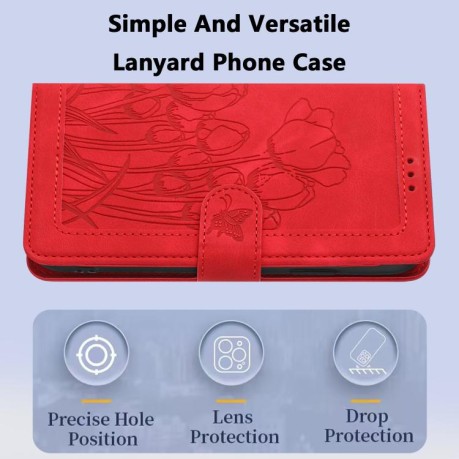 Чохол-книжка Tulips Embossed Leather для Motorola Moto G05 - червоний