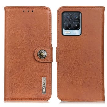 Чехол-книжка KHAZNEH Cowhide Texture на Realme 8 / 8 Pro - коричневый