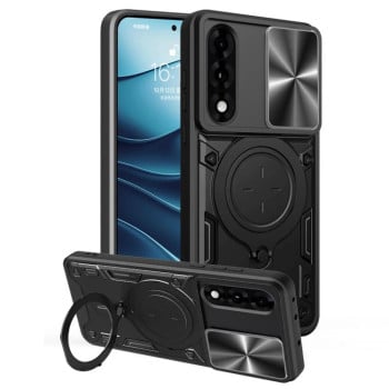 Чохол із шторкою камери CD фактурою та підставкою на OnePlus Ace 5 Ultra/Nord 5 - чорний