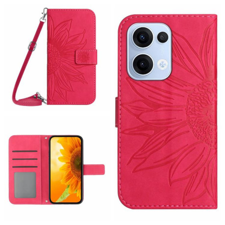 Чехол-книжка Skin Feel Sun Flower для OPPO Reno13 Global - пурпурно-красный
