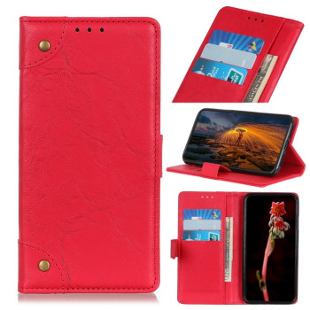 Чехол- книжка Copper Buckle Retro Crazy на Samsung Galaxy M01 - красный