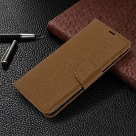 Чехол-книжка Litchi Texture Pure Color на Samsung Galaxy S20 Ultra- коричневый