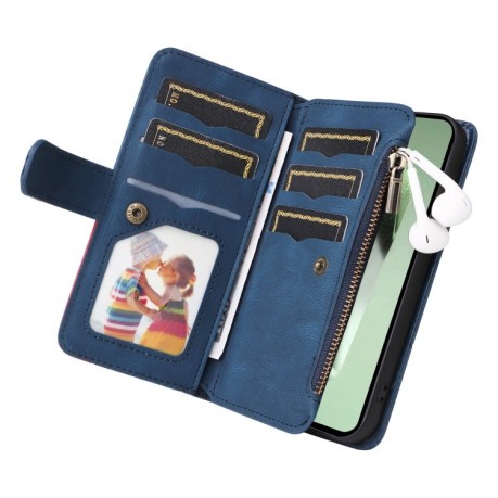 Чохол-книжка Dual-color 9 Card Slots Zipper Wallet Leather для Samsung Galaxy S24 FE 5G - синій