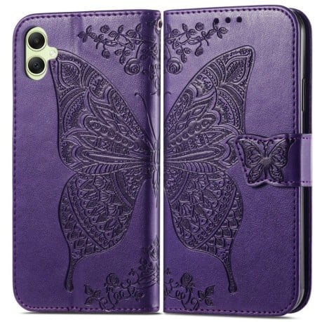 Чехол-книжка Butterfly Love Flower Embossed для Samsung Galaxy A05 - фиолетовый