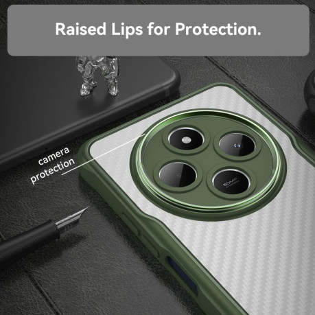 Ударозащитный чехол Carbon Fiber Texture Translucent на Xiaomi Redmi 14C 4G/Poco C75/Redmi A4 5G - зеленый