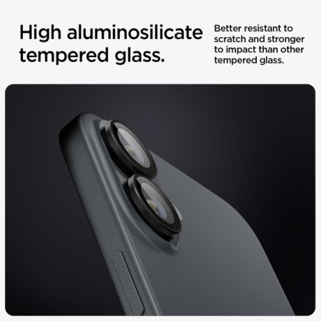 Комплект защитных стекол на камеру Spigen Glass tR EZ Fit Optik Pro для  iPhone 16 Plus - Black