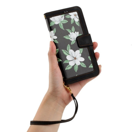 Чехол-книжка Floral Pattern Leather для Samsung Galaxy A36 - черный