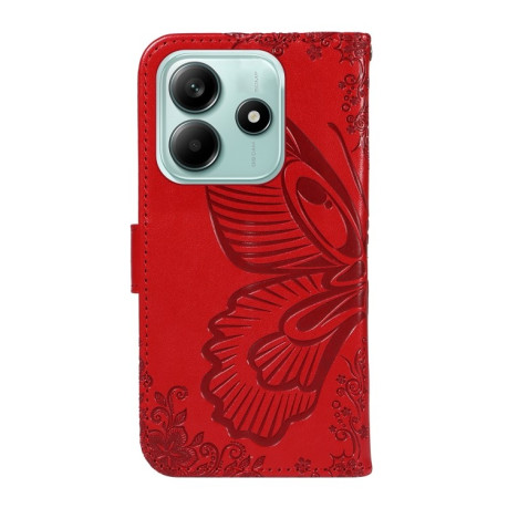 Чехол-книжка Swallowtail Butterfly Embossed Leather для Xiaomi Redmi Note 14 5G/Poco M7 Pro 5G - красный