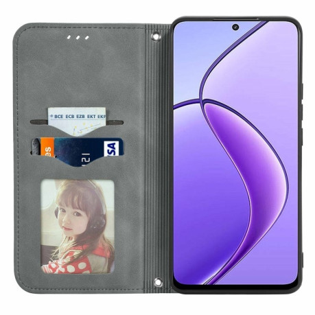 Чехол-книжка Retro Skin Feel Business Magnetic для Realme 12+ Plus - серый