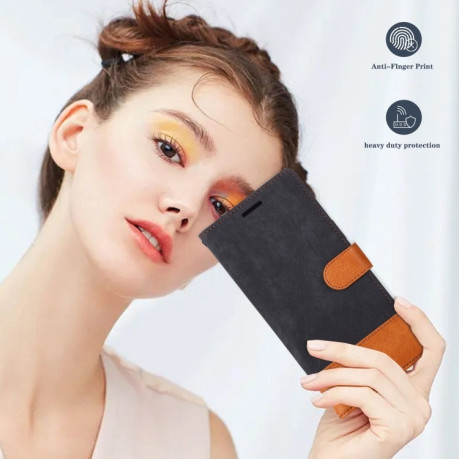 Чехол-книжка Splicing Leather для Xiaomi 12 Pro - черный