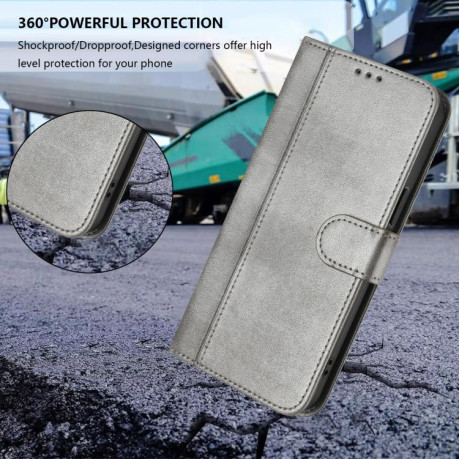 Противоударный чехол Racing Line Splicing Buckle Retro Leather для Realme GT 7 Pro - серый