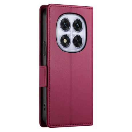 Чохол-книжка Side Buckle Magnetic Frosted Leather для Xiaomi Redmi Note 14 Pro 4G - винно-червоний