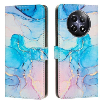Чехол-книжка Painted Marble Pattern для Realme 12 5G / 13 5G Global - розово-зеленый