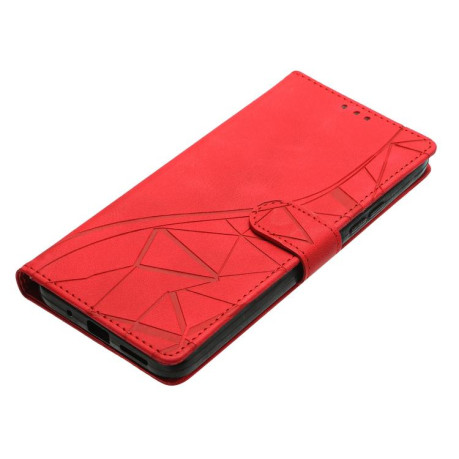 Чехол-книжка Triangles Embossed Leather для Motorola Edge 60 - красный