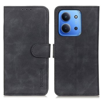 Чохол-книжка KHAZNEH з матовою фактурою Cowhide та магнітним хлястиком на Xiaomi Redmi 15C 5G / 4G EU 173mm - чорний