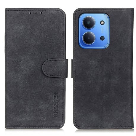 Чехол-книжка KHAZNEH с матовой фактурой Cowhide и магнитным хлястиком на Xiaomi Redmi 15C 5G / 4G EU 173mm - черный
