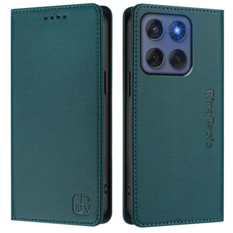 Чехол-книжка RC01 Dual-Folded Magnetic Suction RFID Leather на Motorola Edge 5G 2025 / Edge 60 Fusion - зеленый