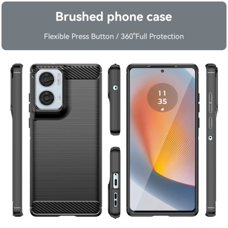 Протиударний чохол Brushed Texture Carbon Fiber на Motorola Moto G85 - чорний
