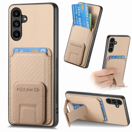Противоударный чехол Carbon Fiber Card Bag для Samsung Galaxy A35 5G - хаки