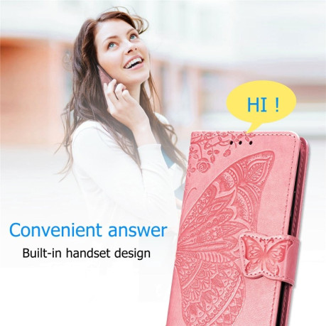 Чехол-книжка Butterfly Love Flower Embossed на Samsung Galaxy A31 - розовый