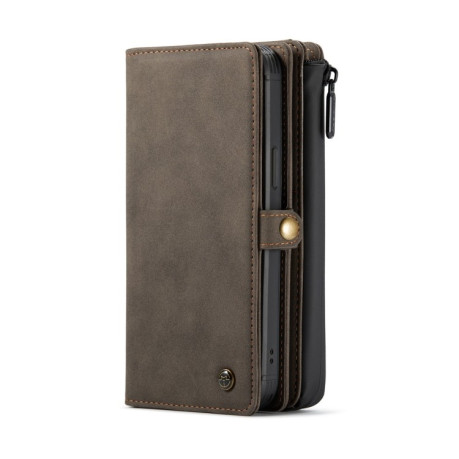 Кожаный чехол-кошелек CaseMe 018 на iPhone 12 mini - коричневый