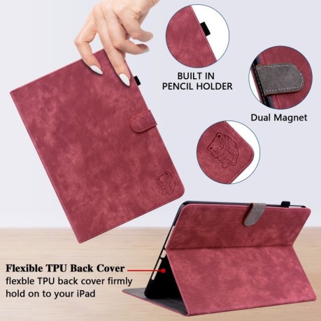 Чехол-книжка Embossed Tiger Pattern Leather для Xiaomi Pad 7 / Pad 7 Pro - красный