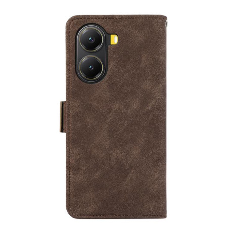 Чехол-книжка ABEEL Color Block Magnetic RFID Leather для Xiaomi Poco X7 Pro - коричневый