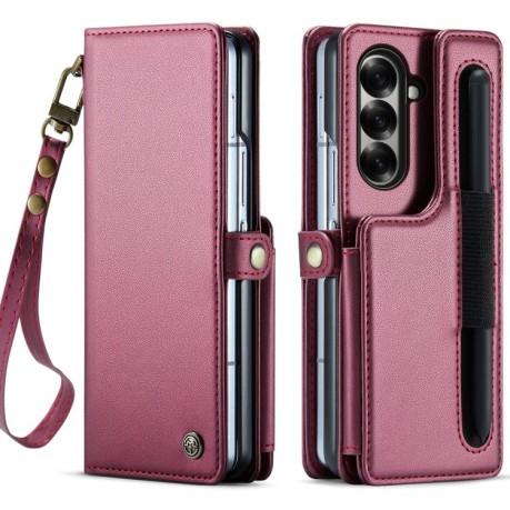 Чехол-книжка CaseMe C22 Card Slots Holder RFID Anti-theft для Samsung Galaxy Fold 7 - красный