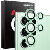 Защитное стекло NORTHJO Glitter Camera Lens Protector Tempered Glass Metal Ring на Samsung Galaxy S25 Ultra 5G - зеленое