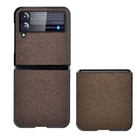 Противоударный чехол Sea Sand Cloth Texture для Samsung Galaxy Z Flip3 5G - коричневый