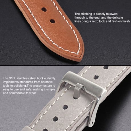 Кожаный ремешок Mutural Leather на Apple Watch 38/40mm - серый