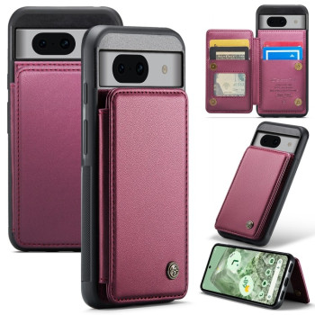Чехол CaseMe C22 Card Slots Holder RFID Anti-theft для Google Pixel 8a - винно-красный