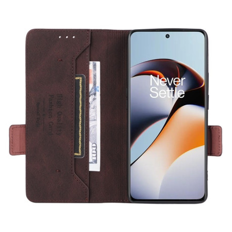 Чехол-книжка Magnetic Clasp Flip для OnePlus 11R / Ace 2 - коричневый
