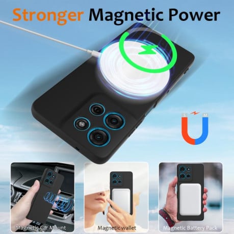 Силиконовый чехол Shockproof Silicone Magsafe для Motorola Moto G75 5G - черный