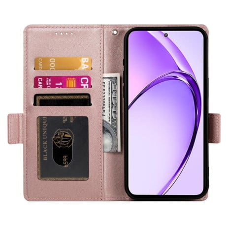 Чехол-книжка Side Buckle Magnetic Frosted Leather для Realme 13+ - розовое золото