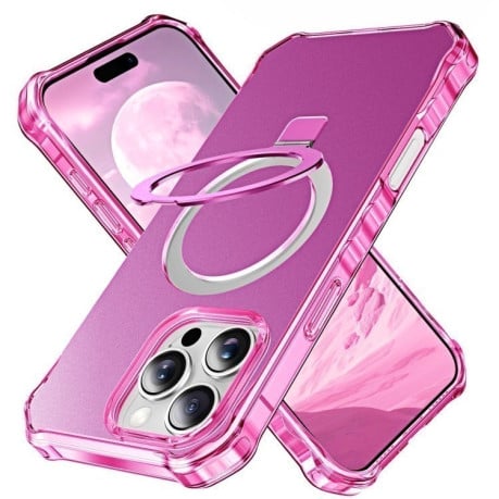 Протиударний чохол Solid Color Wave MagSafe Holder для iPhone 16 Pro Max - пурпурно-червоний