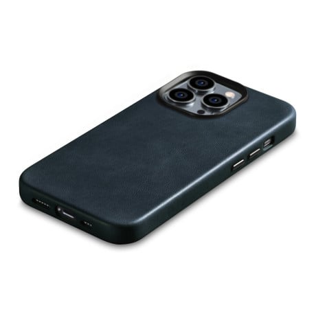 Шкіряний чохол iCarer Leather Oil Wax (MagSafe) для iPhone 14 Pro Max - синій