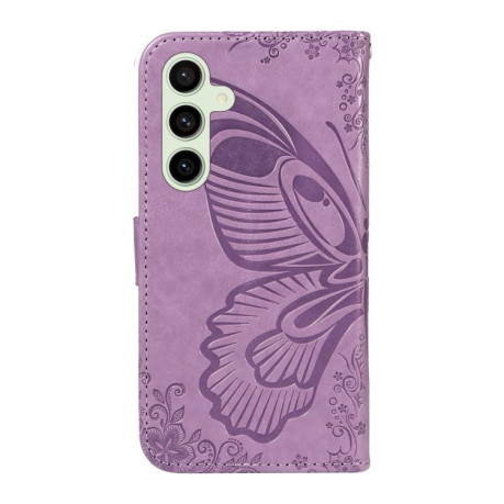 Чохол-книжка Swallowtail Butterfly Embossed Leather для Samsung Galaxy S24 FE 5G - фіолетовий