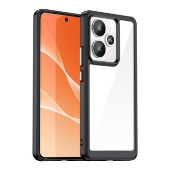 Противоударный чехол Colorful Acrylic Series с цветной силиконовой боковиной на Realme 15 5G — чёрный