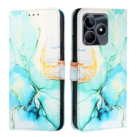 Чехол-книжка PT003 Marble Pattern на  Realme Note 50 4G / Realme C51 4G Global - зеленый