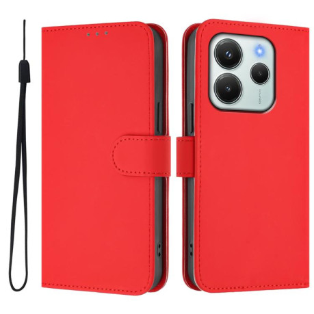 Чехол-книжка Skin Feel Solid Color Leather для Xiaomi Redmi Note 14 4G 164.48mm - красный