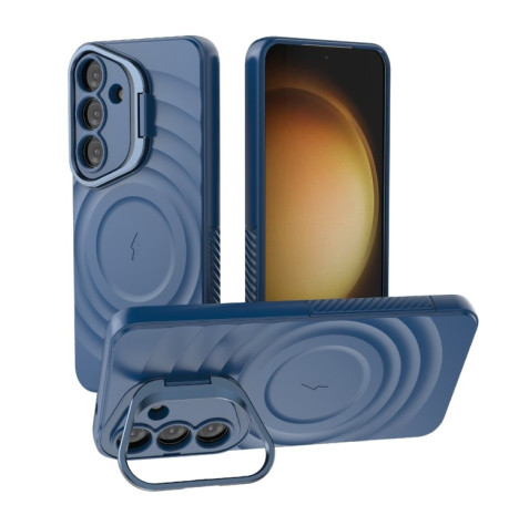 Чохол Lens Frame Bracket Corrugated MagSafe для Samsung Galaxy S25 5G - синій