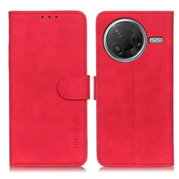 Чохол-книжка KHAZNEH з матовою фактурою Cowhide та магнітним хлястиком на Xiaomi Poco F7 Pro / F7 Ultra - червоний