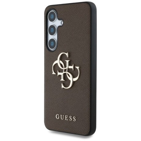 Оригинальный чехол Guess Grained Big 4G Logo Small Classic Logo для Samsung Galaxy S25 Plus - Brown