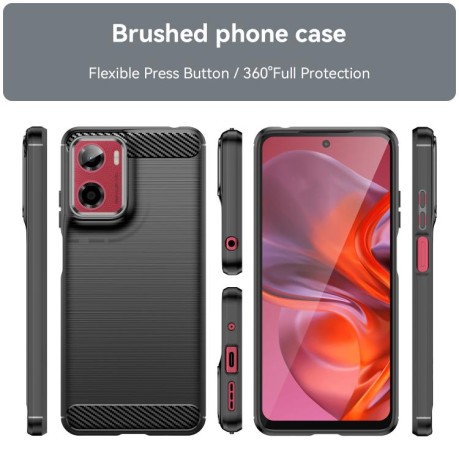 Протиударний чохол Brushed Texture Carbon Fiber на Motorola Moto E15 - чорний