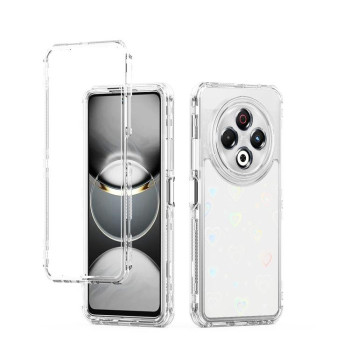 Прозрачный акриловый чехол Escase с лазерным эффектом на Tecno Spark 30 4G — с сердечками