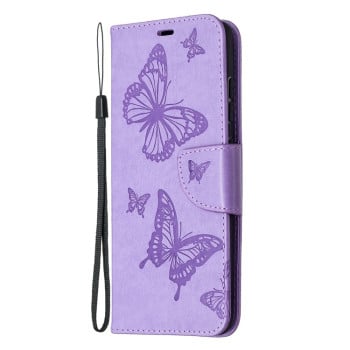 Чехол-книжка Butterflies Pattern на Samsung Galaxy S20 FE - фиолетовый