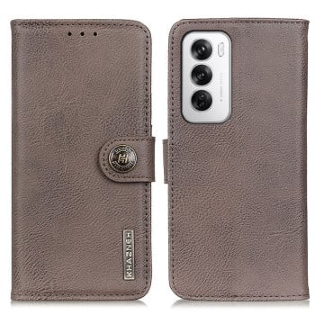 Чехол-книжка KHAZNEH Cowhide Texture на OPPO Reno 12 5G Global - хаки
