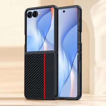 Противоударный чехол Carbon Fiber Texture Printing на Samsung Galaxy Flip8 5G — чёрный/красный