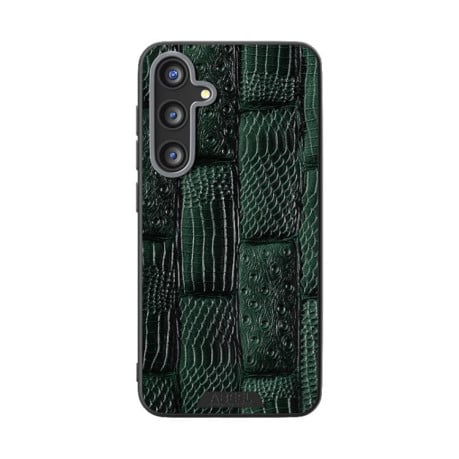 Чохол ABEEL з фактурою Beast Pattern 6D Micro-Embossed з MagSafe з натуральної шкіри на Samsung Galaxy S25 FE 5G - зелений